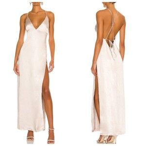 MORE TO COME Regina Maxi Dress XS Champagne NWT